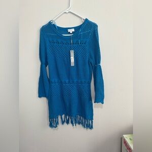 Joseph A Teal Open-Knit Top